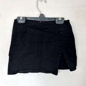 Motel Rocks black denim mini skirt with side slit